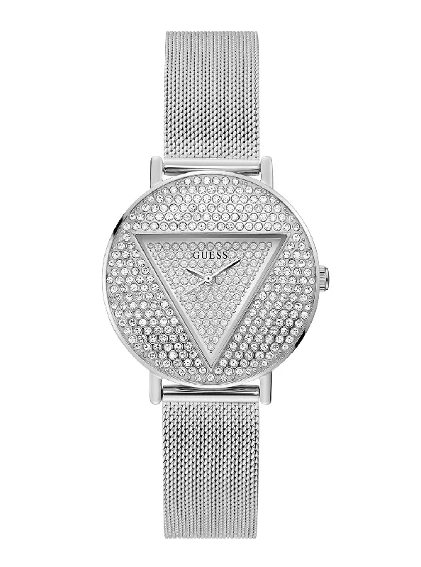 women’s watches with mother-of-pearl dial-Silver Iconic Crystal Mesh Watch