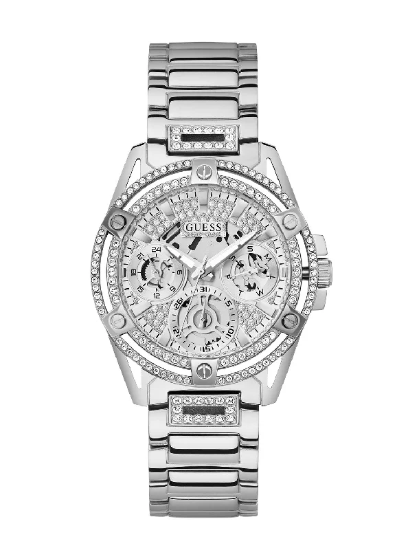 watches for athletes with step counter-Silver Queen Crystal Watch