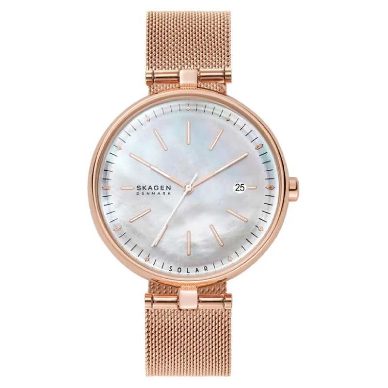 best luxury watches for women-Skagen Karolina Mother of Pearl Dial Women 36mm