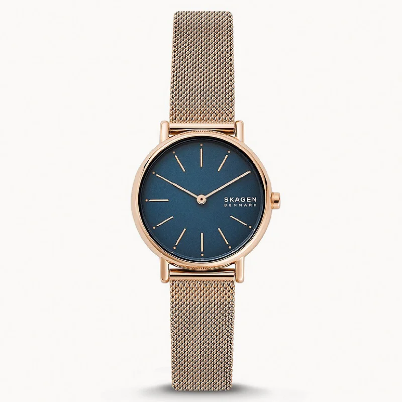 women’s wristwatches with leather strap-Skagen Signatur Lille Navy Dial Women 30mm