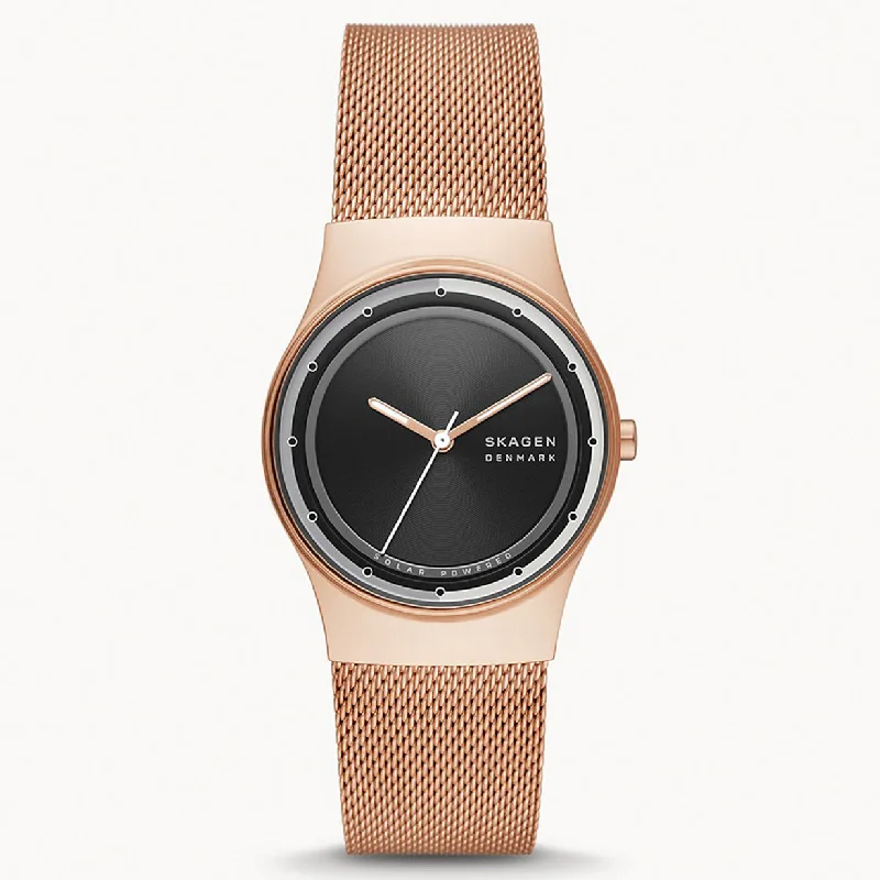 watches with leather bands for elegant look and feel-Skagen Skagen Sol Black Dial Women 34mm