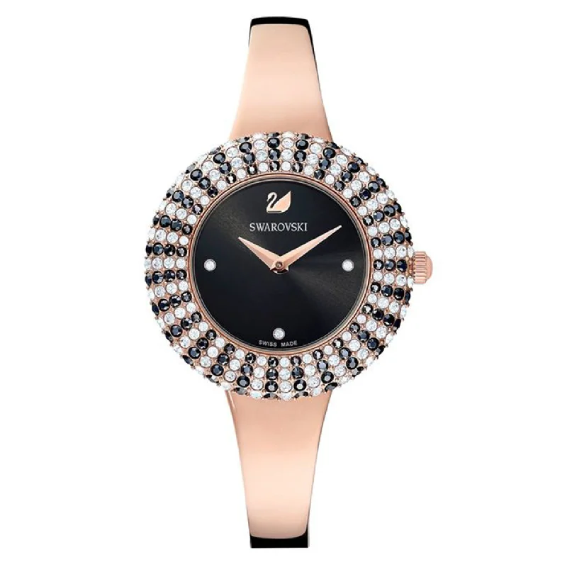 luxury watches for investment purposes-Swarovski Crystal Rose Black Dial Women 34mm