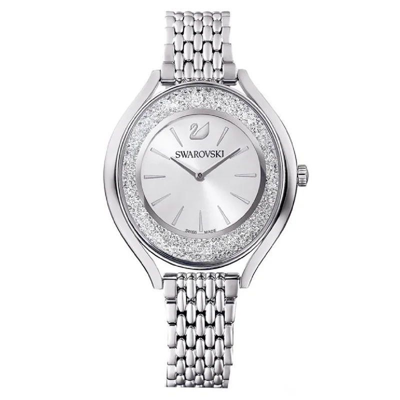 lightweight and durable watches for outdoor adventures-Swarovski Crystalline Aura Silver Dial Women 35.5mm