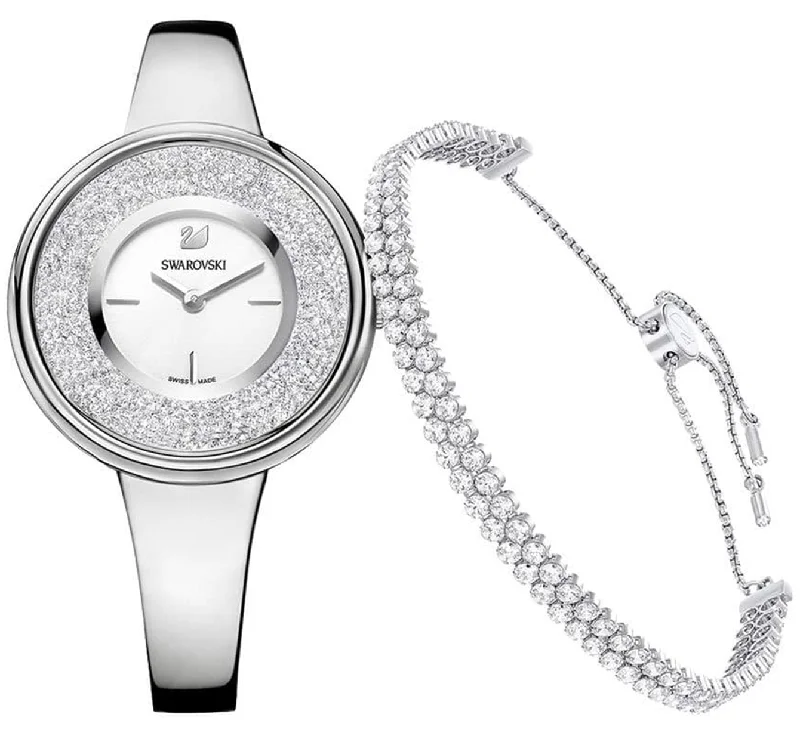 elegant watches for women with diamond accents-Swarovski Crystalline Pure White Dial Women 34mm