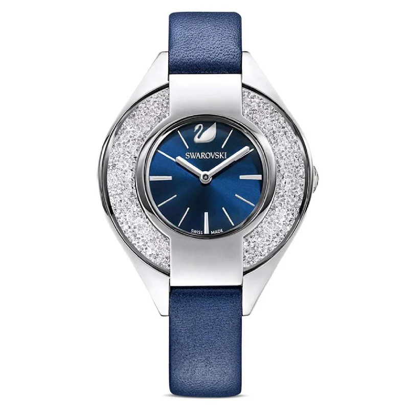 watches with fitness and sleep tracking for seniors-Swarovski Crystalline Sporty Blue Dial Women 35mm