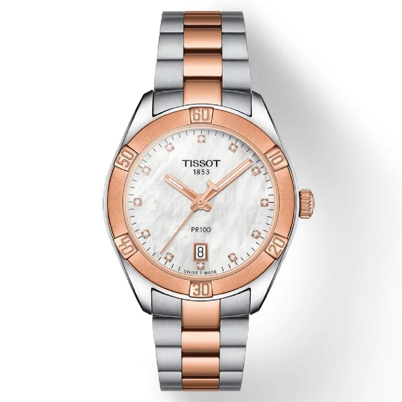 watches with bright backlight for low light conditions-Tissot T-Classic White Mother-Of-Pearl Dial Women 36mm