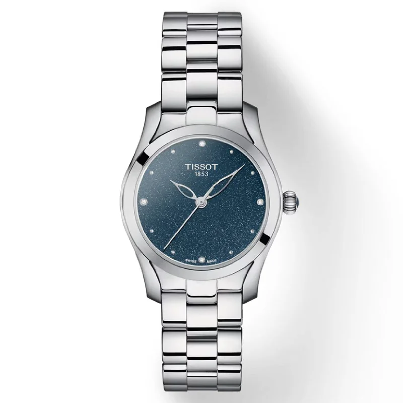 stylish fitness watches for women with color display-Tissot T-Lady Blue Dial Women 30mm