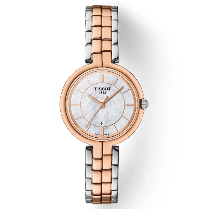 watches for diving with high water pressure tolerance-Tissot T-Lady White Mother-Of-Pearl Dial Women 30mm