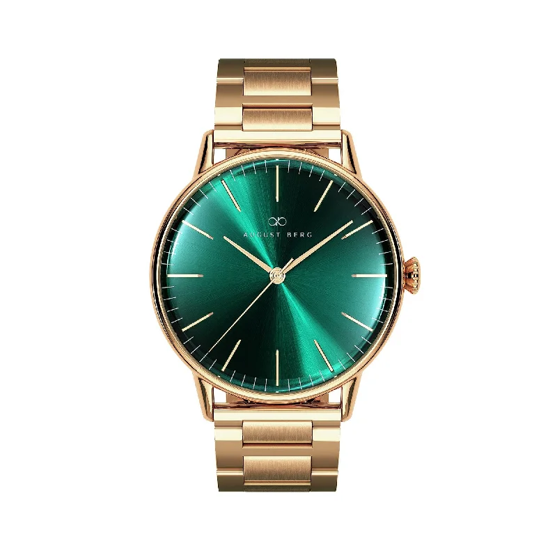 best hybrid smartwatches with fitness features-August Berg Serenity Link 40mm Greenhill Gold Watch 10240D11SGD