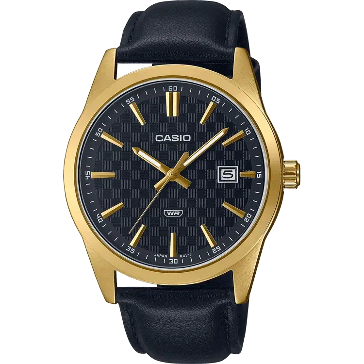 watches with leather bands for elegant look and feel-Casio A2096 MTP-VD03GL-1AUDF ENTICER MEN