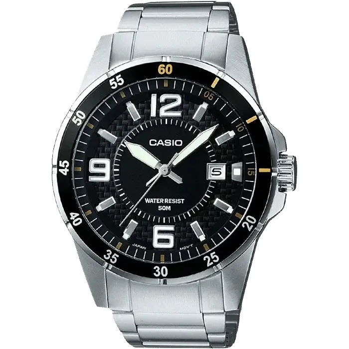 solar-powered watches with multi-functional features-Casio A414 MTP-1291D-1A2VDF Enticer Men