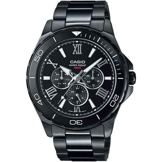 watches with date function for daily use-Casio A929 MTD-1075BK-1A1VDF Enticer Men