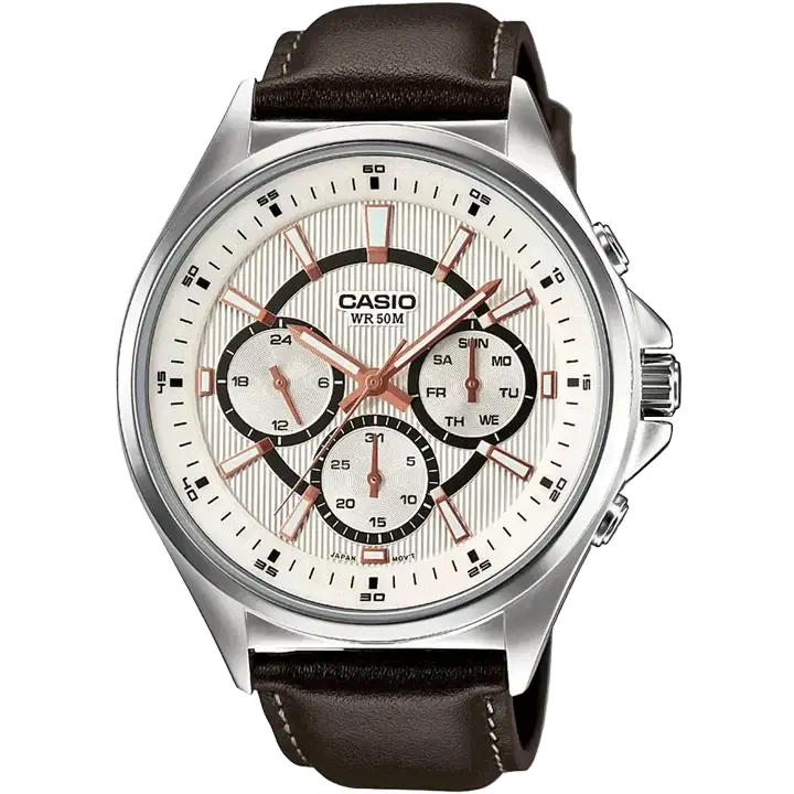 watches with 24-hour time display-Casio A962 MTP-E303L-7AVDF Enticer Men