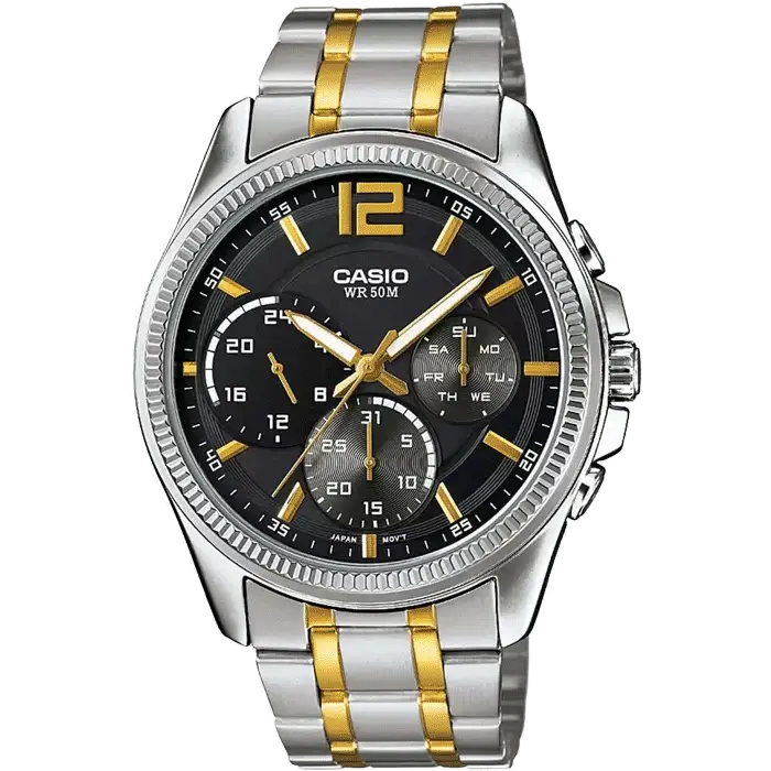 stylish fitness watches for women with color display-Casio A996 MTP-E305SG-1AVDF Enticer Men