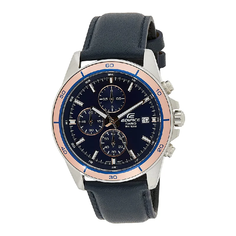 watches with built-in compass for explorers-Casio Analog Blue Dial Men's Watch-EFR-526L-2AVUDF (EX302)