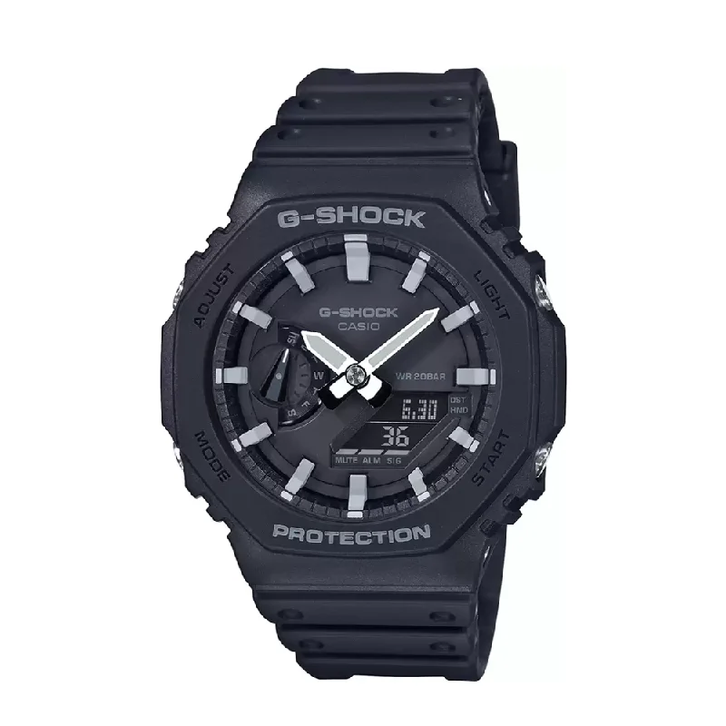 designer watches for men with bold styles-Casio Analog-Digital Black Dial Men's Watch-GA-2100-1ADR (G986)