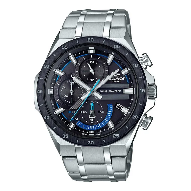 watches with rotating bezel for diving-Casio EDIFICE Analog Black Dial Men's Watch-EQS-920DB-1BVUDF (EX488)