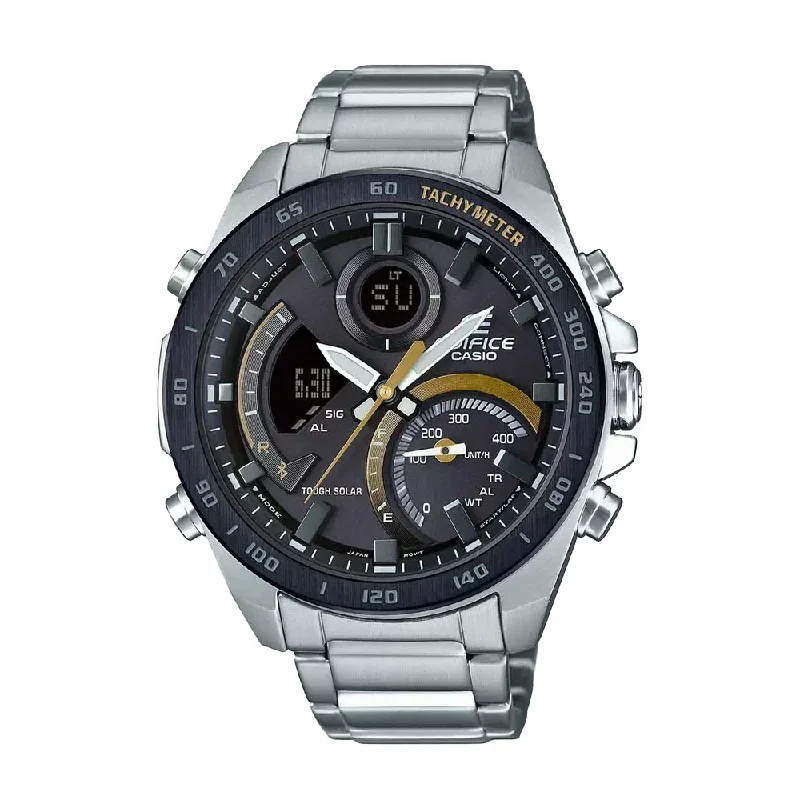 luxury watches with high-end movement and design-Casio EDIFICE Analog-Digital Black Dial Men's Watch-ECB-900DB-1CDR (EX514)