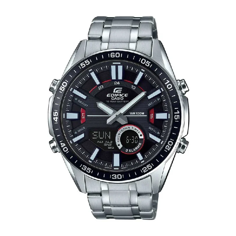 watches for extreme sports with shock resistance-Casio Edifice Chronograph Black Dial Men's Watch - EFV-C100D-1AVDF(EX438)