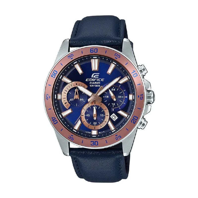 fitness smartwatches for tracking calories burned-Casio Edifice Chronograph Blue Dial Men's Watch - EFV-570L-2BVUDF(EX498)