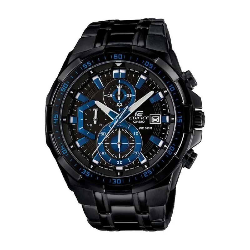 smartwatches with heart rate variability monitoring-Casio Edifice Men Black Analogue Watch EX204 EFR-539BK-1A2VUDF