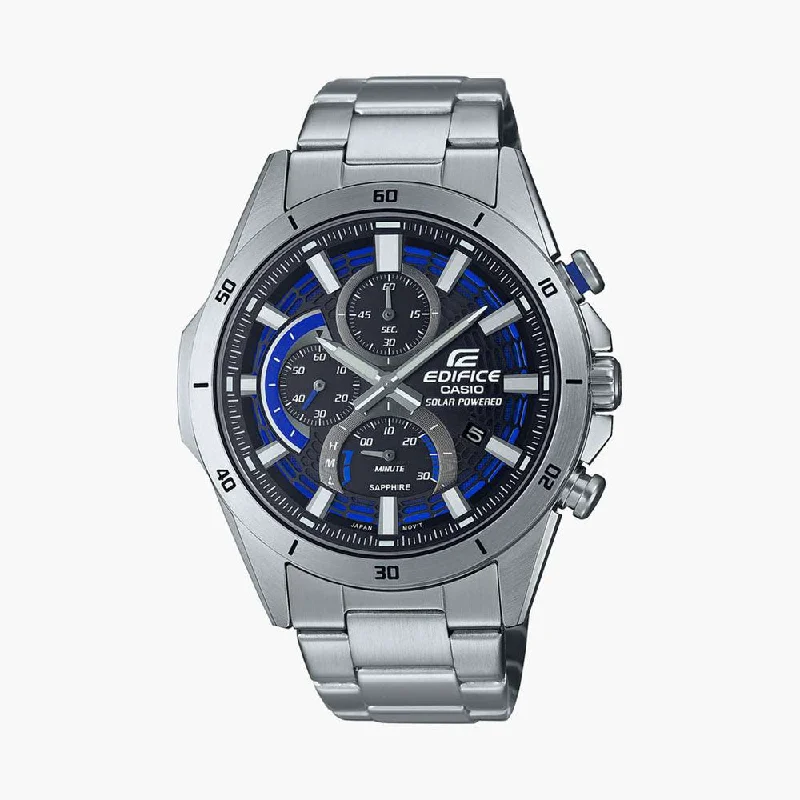 hybrid smartwatches for fitness enthusiasts-CASIO EDIFICE Men Chronograph Solar Powered Watch - EX538