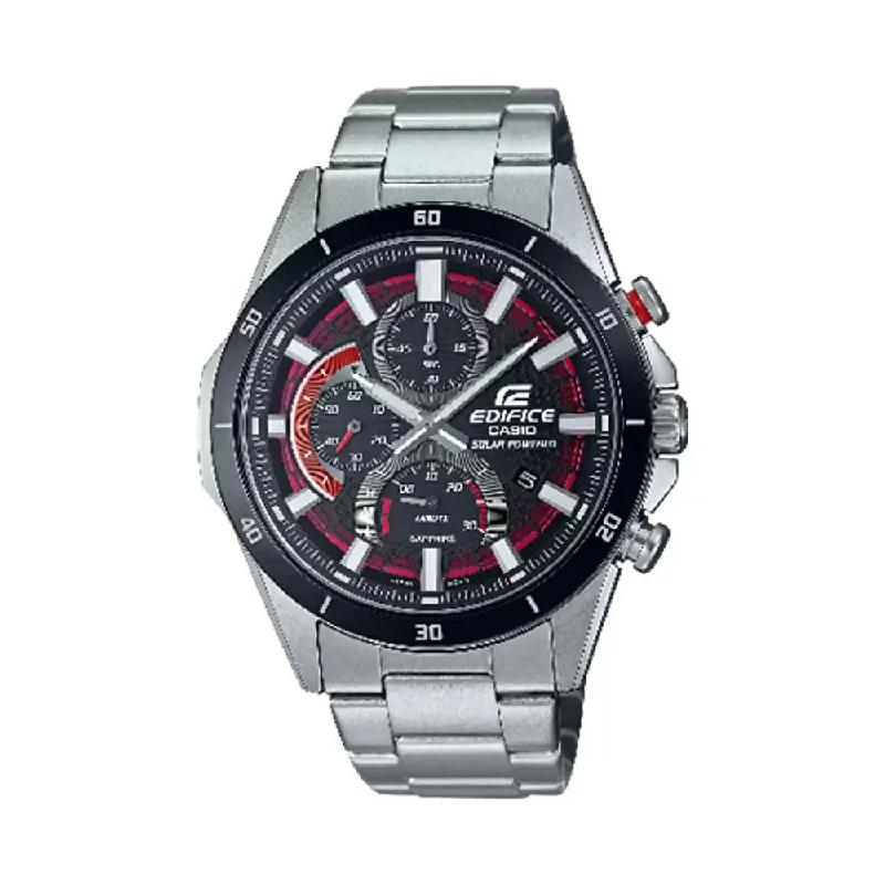 solar-powered watches with eco-friendly materials-CASIO EDIFICE Men Chronograph Solar Powered Watch - EX539