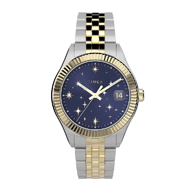 women’s watches with rose gold accents for trendy look-Celestial Legacy Date 34mm Stainless Steel Band