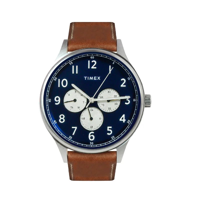 men’s watches with customizable display faces-Discoverer Multifunction 43mm Leather Band