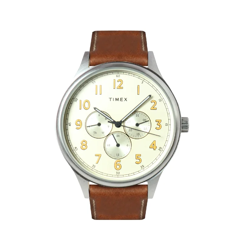 watches with built-in compass for explorers-Discoverer Multifunction 43mm Leather Band