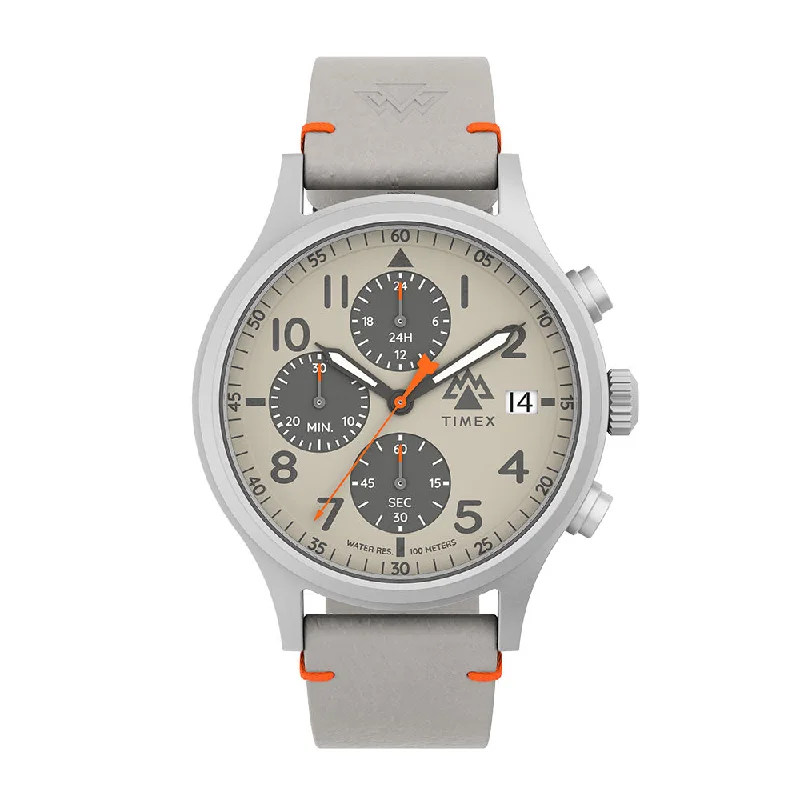 watches with bright backlight for low light conditions-Expedition North® Sierra Chronograph 42mm Leather Band