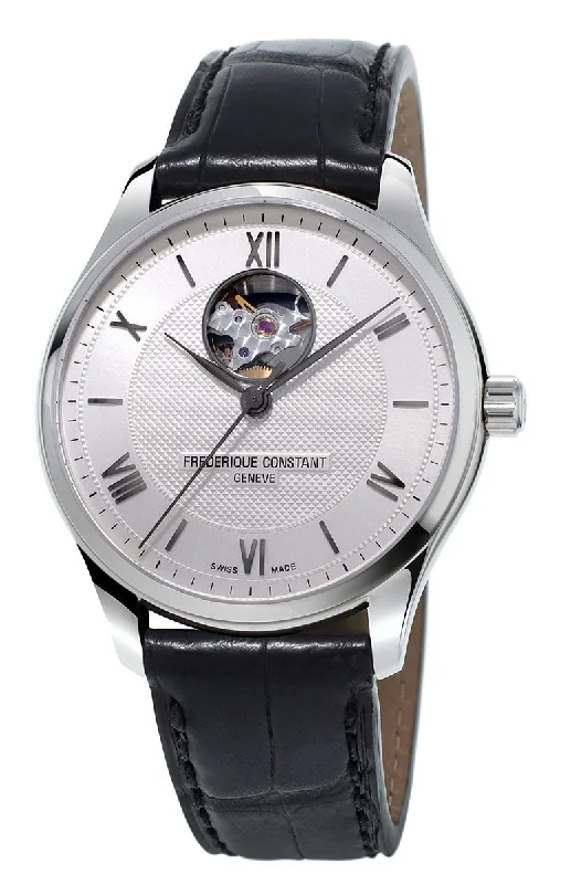 watches for extreme sports with shock resistance-Frederique Constant Classics Heart Beat Automatic Silver Dial Black Leather Strap Mens Watch FC-310MS5B6