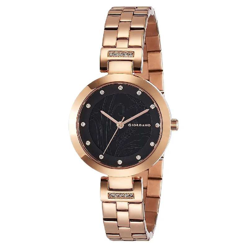 watches with smartwatch functionality for tech lovers-Giordano Black & Rose Gold