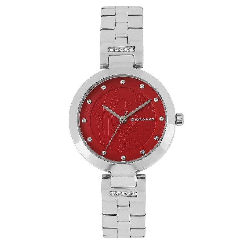 smartwatches with heart rate variability monitoring-Giordano Red & Silver