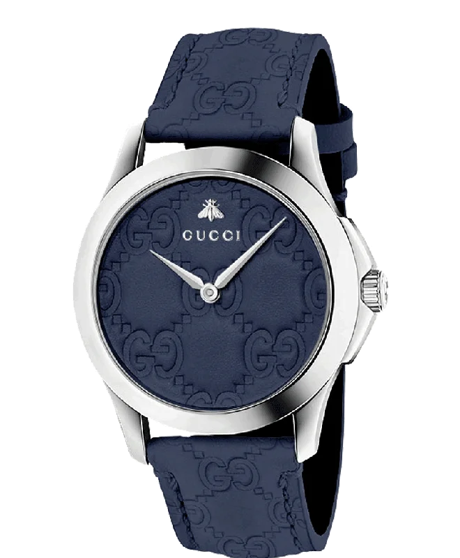 men’s watches with minimalist design for professional use-G-Timeless Blue & Silver