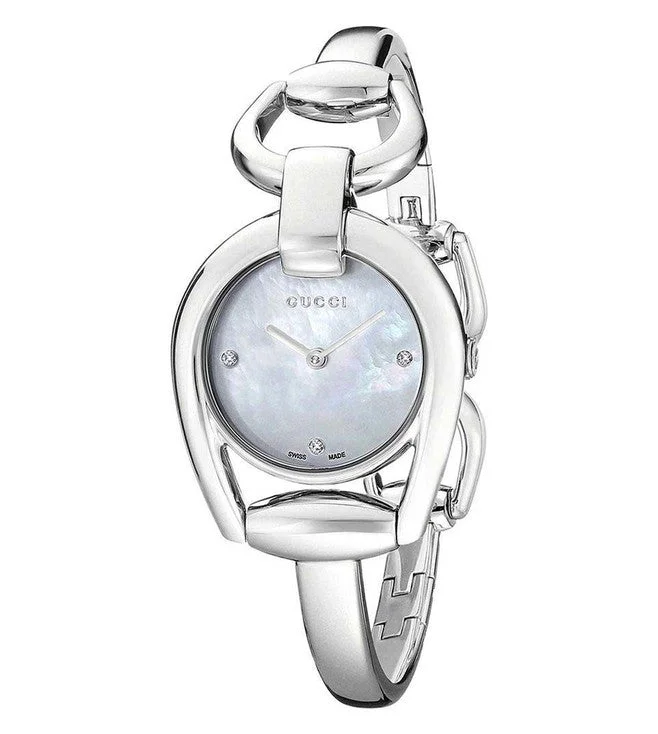 watches with night glow feature for low visibility conditions-Horsebit Mother of Pearl & Silver