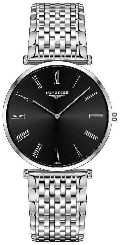 luxury watches with minimalist design for modern professionals-Longines La Grande Classique Stainless Steel Black Dial Mens Watch L47664516