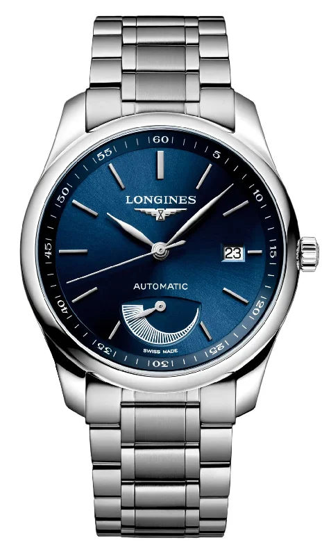 watches for outdoor enthusiasts with barometer-Longines Master Collection Power Reserve Automatic Stainless Steel Blue Dial Date Mens Watch L2.908.4.92.6