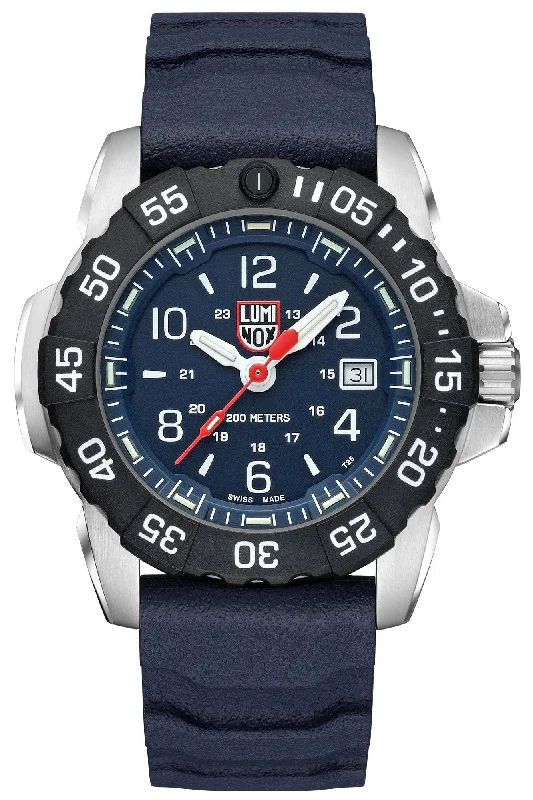 smartwatches for health and fitness enthusiasts-Luminox Navy SEAL RSC Stainless Steel Blue Dial Blue Rubber Strap Date Divers Quartz Mens Watch XS.3253.CB