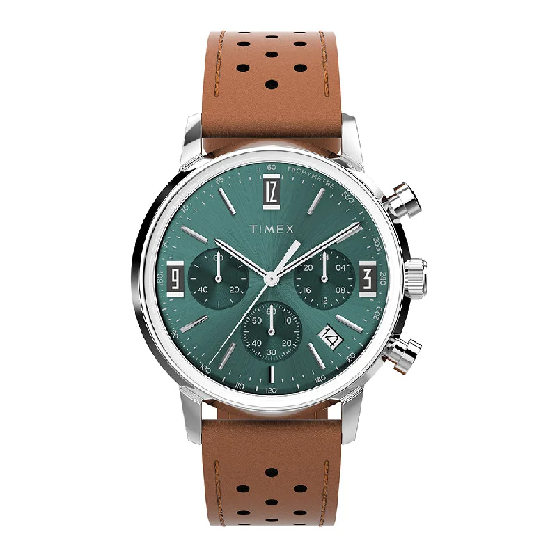 smartwatch with sleep analysis and monitoring-Marlin Quartz Chronograph 40mm Leather Band