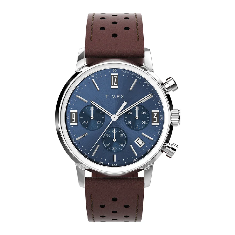 retro watches for men with vintage designs-Marlin Quartz Chronograph 40mm Leather Band