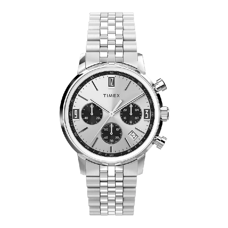 watches with tachymeter for speed calculation-Marlin Quartz Chronograph 40mm Stainless Steel Band