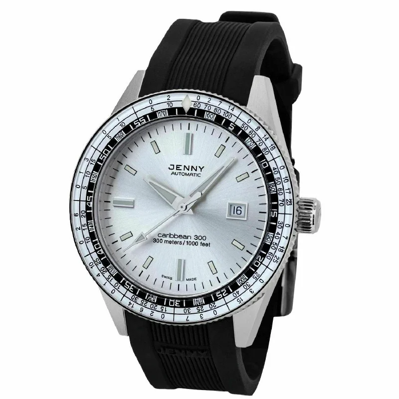 classic watches with modern tech features-New Jenny Caribbean 300 Silver Dive Diving Watch by DOXA Limited Edition