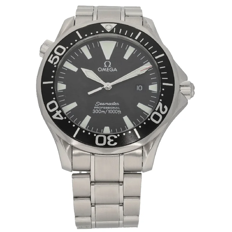 watches with bright backlight for low light conditions-Omega Seamaster 41mm Stainless Steel Watch