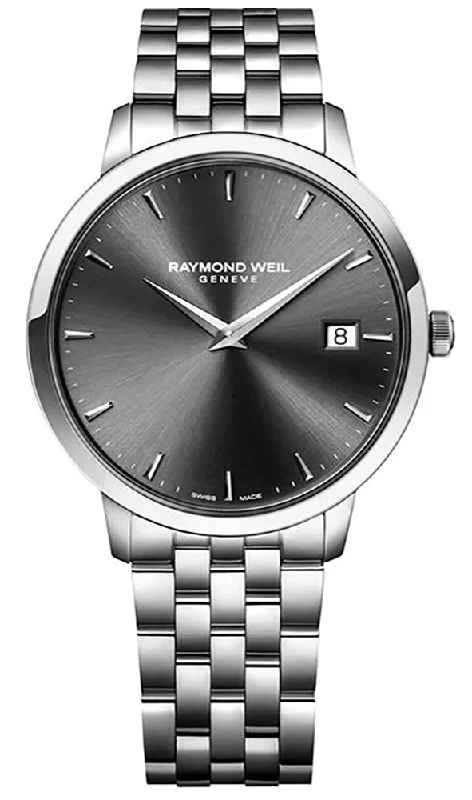 watches with precision quartz movement for accuracy-Raymond Weil Toccata Stainless Steel Gray Dial Date Quartz Mens Watch 5588-ST-60001