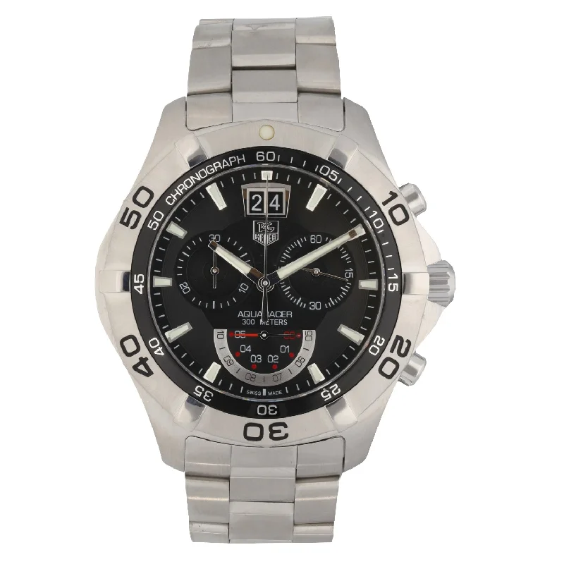 watches for hiking with GPS and altimeter-Tag Heuer Aquaracer CAF101A 43mm Stainless Steel Watch