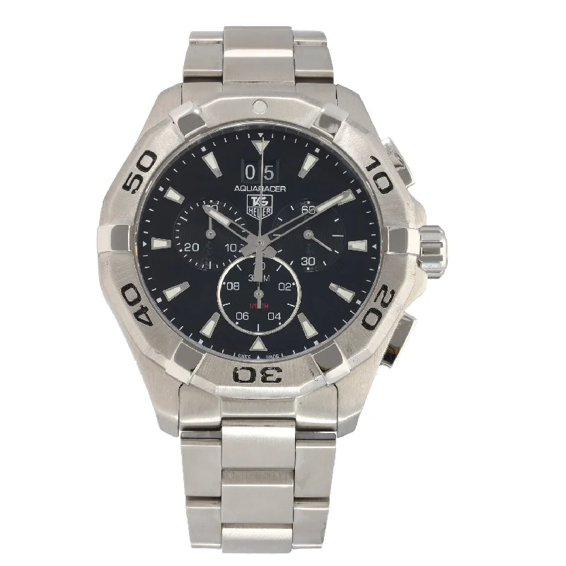 watches with chronograph and date function for timing events-Tag Heuer Aquaracer CAY1110-0 44mm Stainless Steel Watch