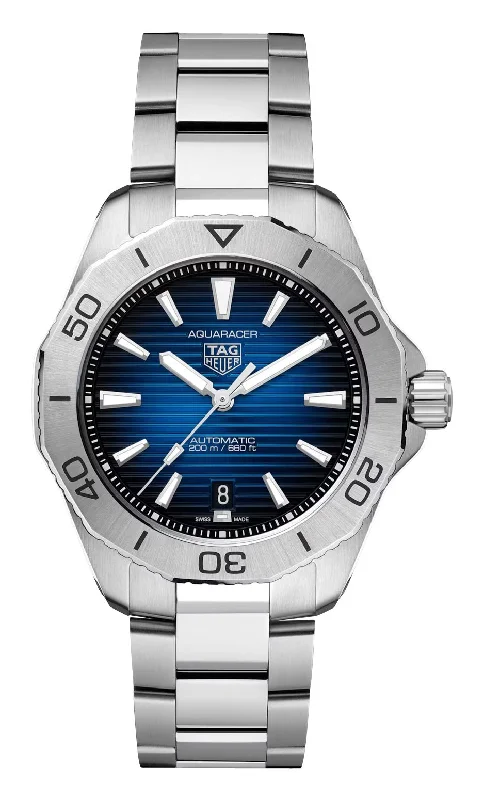 waterproof fitness watches for outdoor adventures-TAG Heuer Aquaracer Professional 200 Automatic Stainless Steel Blue Dial Date Divers Mens Watch WBP2111.BA0627