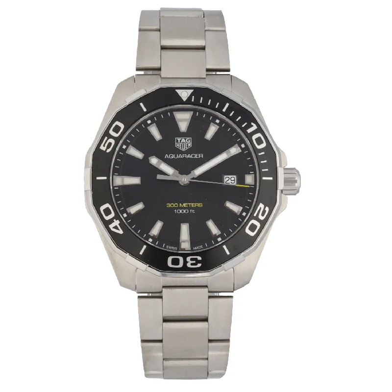 watches for runners with heart rate monitor-Tag Heuer Aquaracer WAY101A 43mm Stainless Steel Watch