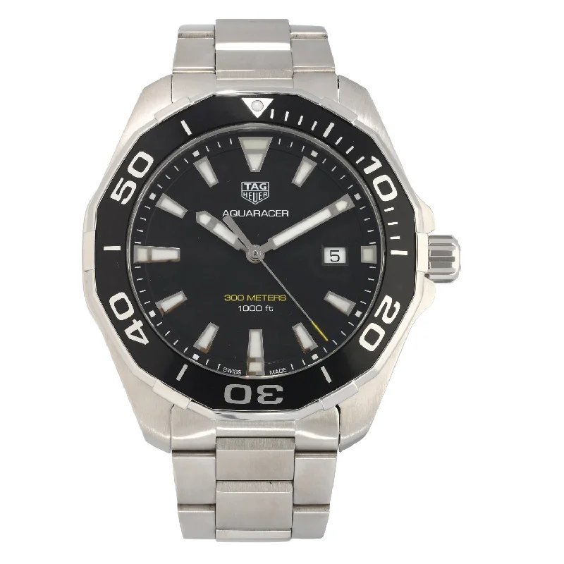 fitness watches for runners with cadence tracking-Tag Heuer Aquaracer WAY101A 43mm Stainless Steel Watch